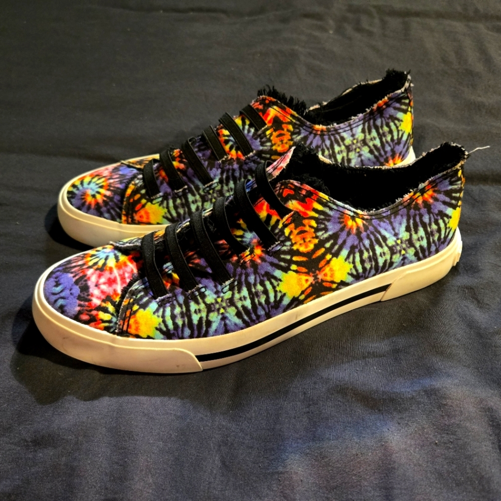 Rocket Dog Somerset Black Tie Dye Canvas Slip On Sneakers Size 9.5 Woman’s NWOT